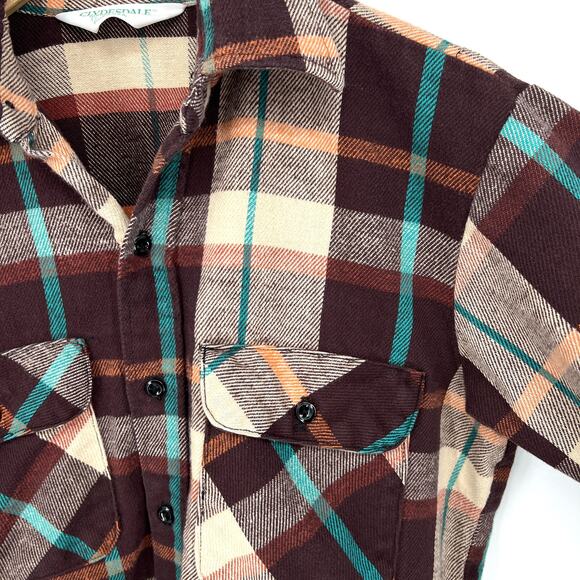 Vintage Clydesdale Reidbord Bros. Co. USA Flannel Plaid Button Up Shirt Size L - Picture 2 of 8